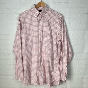 Proper Cloth Plaid Shirt Mens Large Red White Button Down Long Sleeve Cotton